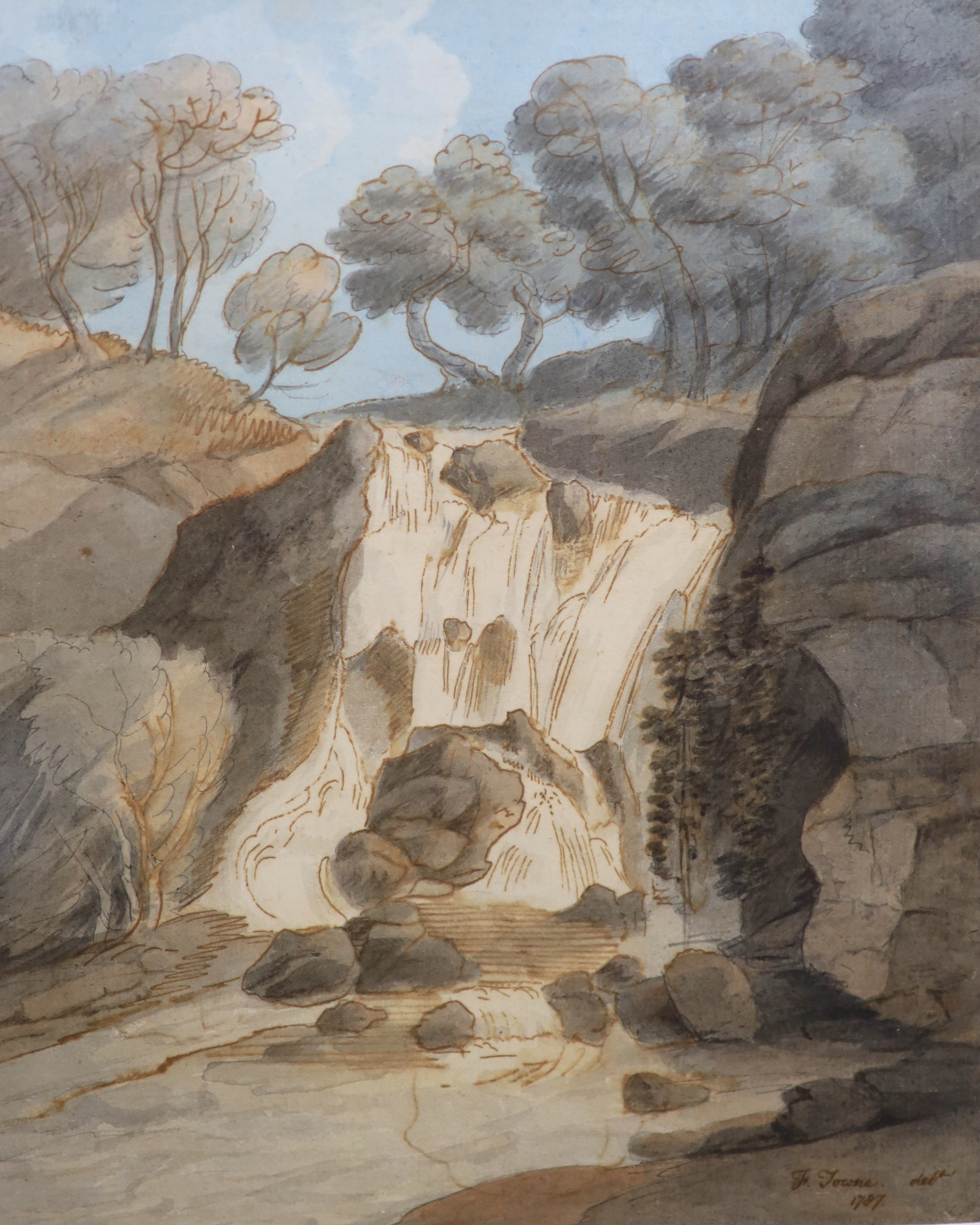Francis Towne (British, 1740-1816), 'Waterfall at Chudley Rock', watercolour and ink, 22.5 x 18cm